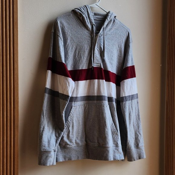 American Eagle Outfitters Striped Hooded Pullover Sweatshirt Size Large - Picture 3 of 13
